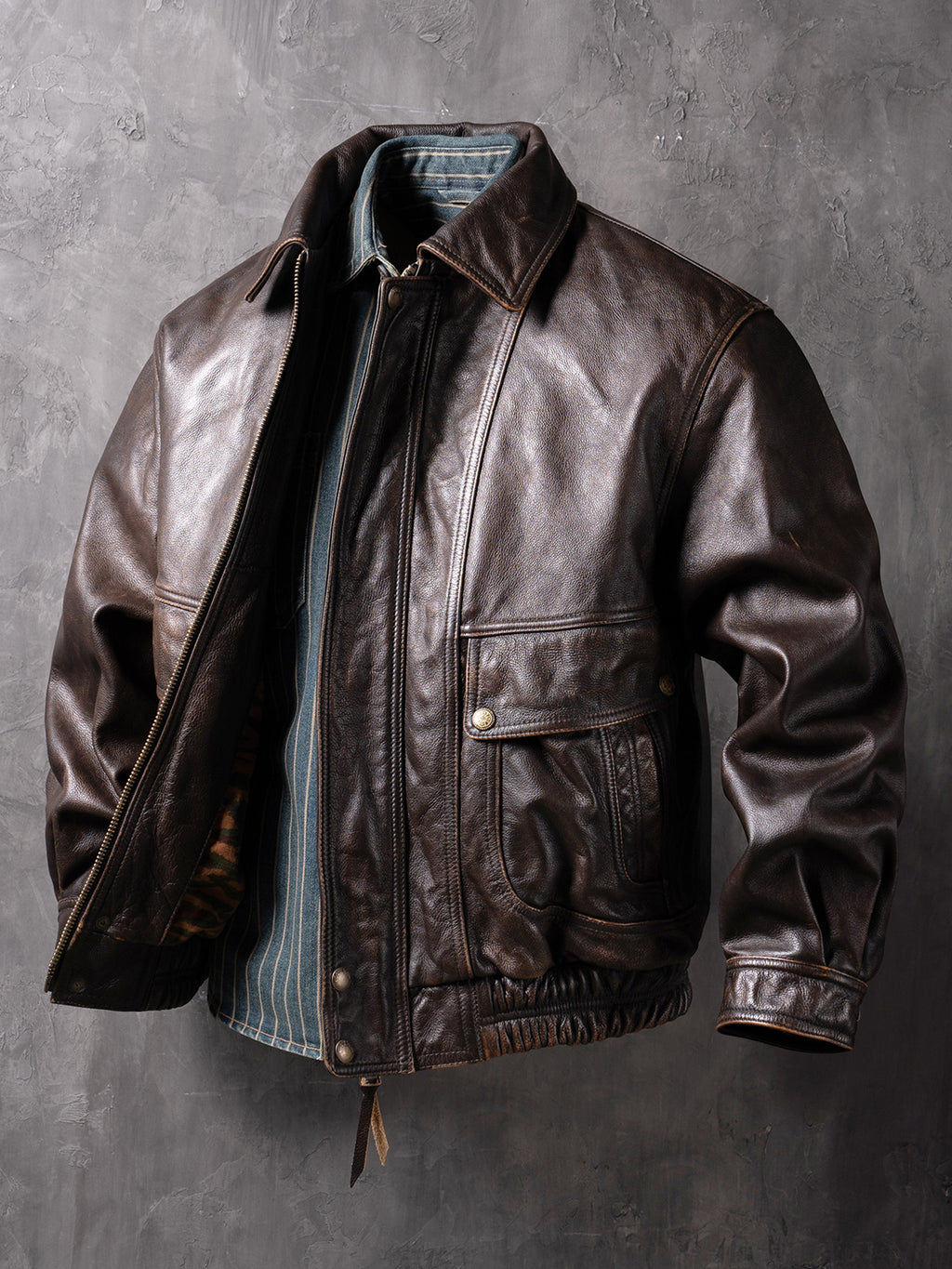 China Haining Genuine Leather Jacket Men's Short Biker Jacket New Lapel Top Layer Cowhide Jacket Fashion Trend