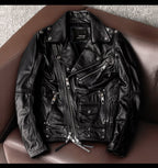 Harley heavy motorcycle uniform pure top layer cowhide leather jacket men's cycling suit multi-zip leather jacket jacket