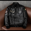 Three-dimensional embroidery new leather jacket men's top layer cowhide flight suit jacket handsome trendy cropped jacket