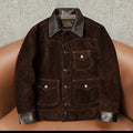 Farmer vintage top layer anti-fleece cowhide leather leather jacket men's classic distressed cropped lapel slim jacket