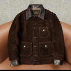 Farmer vintage top layer anti-fleece cowhide leather leather jacket men's classic distressed cropped lapel slim jacket
