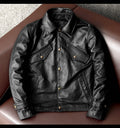 Handsome casual leather jacket pure top layer delicate calf leather leather jacket men's lapel short new coat