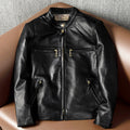 New products pure top layer sheepskin genuine leather leather jacket men's stand-up collar slim motorcycle trendy leather jacket autumn and winter jacket