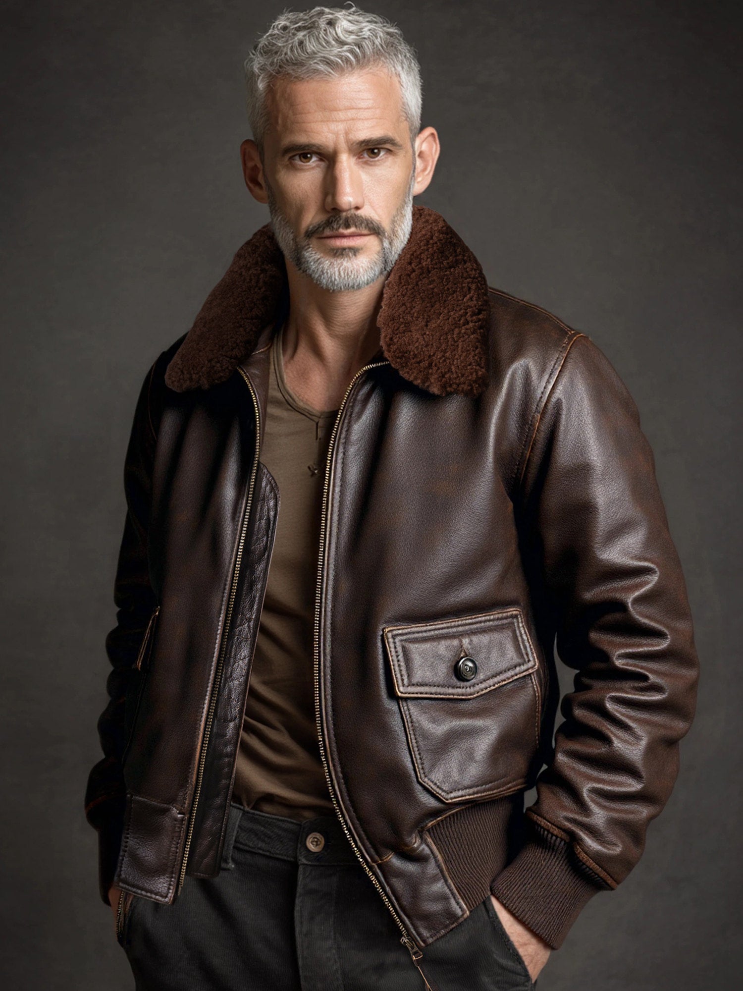 New spring and autumn leather jacket, Haining casual jacket, short lapel top layer cowhide jacket for men