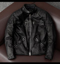 New product trend: sheepskin vegetable-tanned soft and pure leather leather jacket, men's motorcycle slim leather jacket, cropped jacket