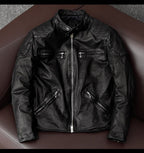 New product trend: sheepskin vegetable-tanned soft and pure leather leather jacket, men's motorcycle slim leather jacket, cropped jacket