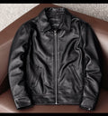New simple pure top layer cowhide soft leather jacket men's leather jacket short slim lapel jacket