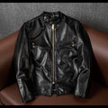 Top layer tea core horseskin leather jacket men's J100 motorcycle suit short slim stand-up collar autumn leather jacket jacket
