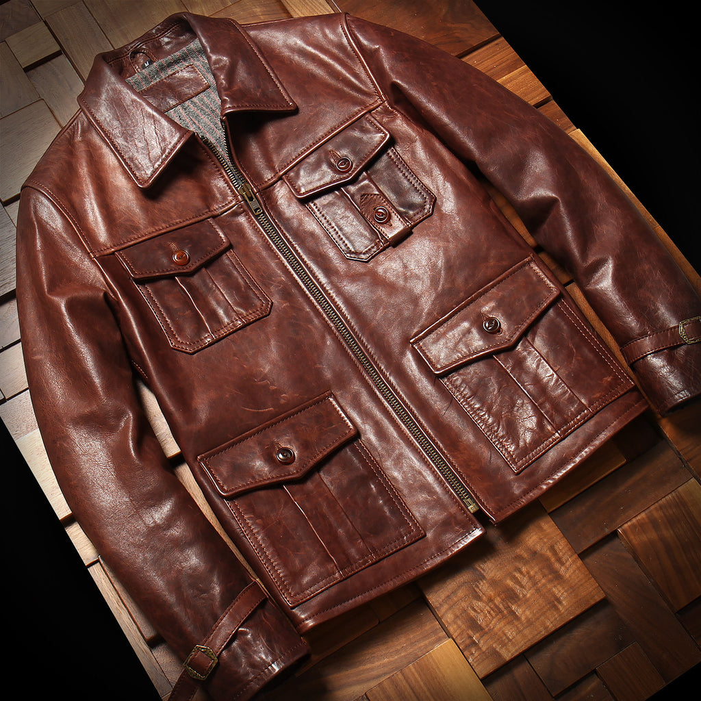 Tough guy Jason's top layer horseskin leather leather jacket men's retro old handsome short slim leather jacket spring and autumn jacket