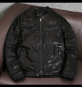 New sheepskin vegetable-tanned top layer leather jacket, men's motorcycle short stand-up collar leather jacket, fashion trend jacket