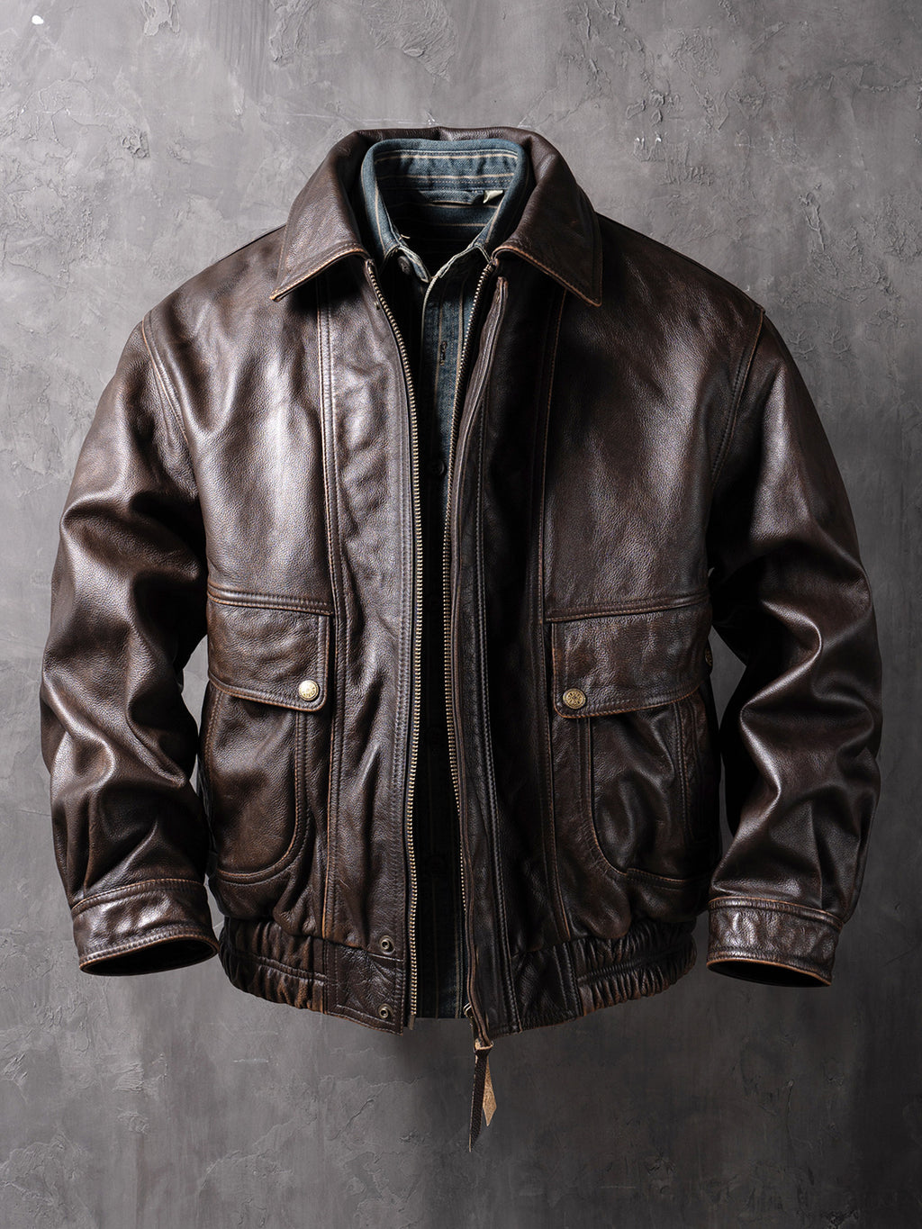 China Haining Genuine Leather Jacket Men's Short Biker Jacket New Lapel Top Layer Cowhide Jacket Fashion Trend