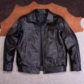 Top layer cowhide lapel leather jacket men's casual black leather jacket jacket zipper short simple men's clothes