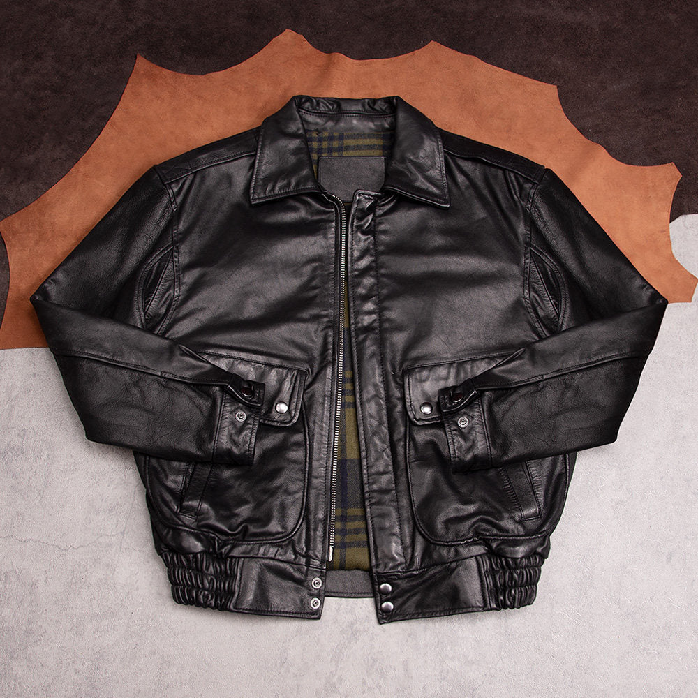 Retro Hong Kong-style men's and women's leather jackets, 90s daddy top layer cowhide washed frosted jackets, autumn and winter jackets