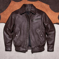 Cotton plus size port style wide lapel removable liner men's flight suit top layer cowhide leather jacket