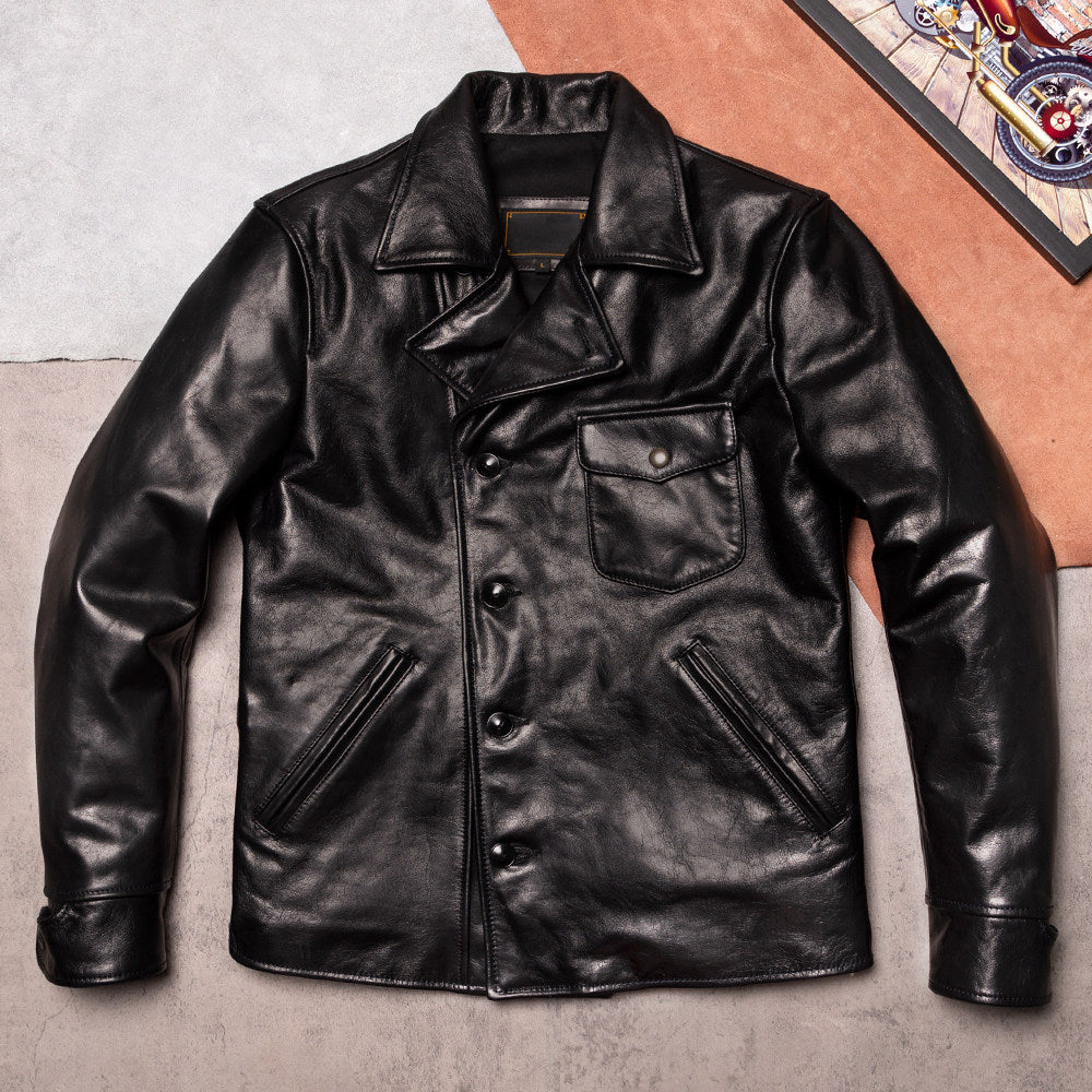 California Bear vegetable tanned cowhide motorcycle leather jacket American vintage leather leather jacket men's casual
