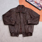 Vintage silhouette daddy leather jacket versatile suede A2 flight suit jacket Hong Kong style casual loose cropped jacket men's