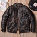 Venom hand-polished top layer calfskin men's slim stand-up collar leather leather motorcycle riding leather jacket jacket