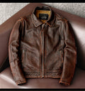Ami click American retro pure top layer cowhide leather leather men's motorcycle short stone mill old jacket trend