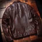 Washed stone mill vintage distressed top layer cowhide men's lapel leather jacket spring and autumn jacket genuine leather jacket