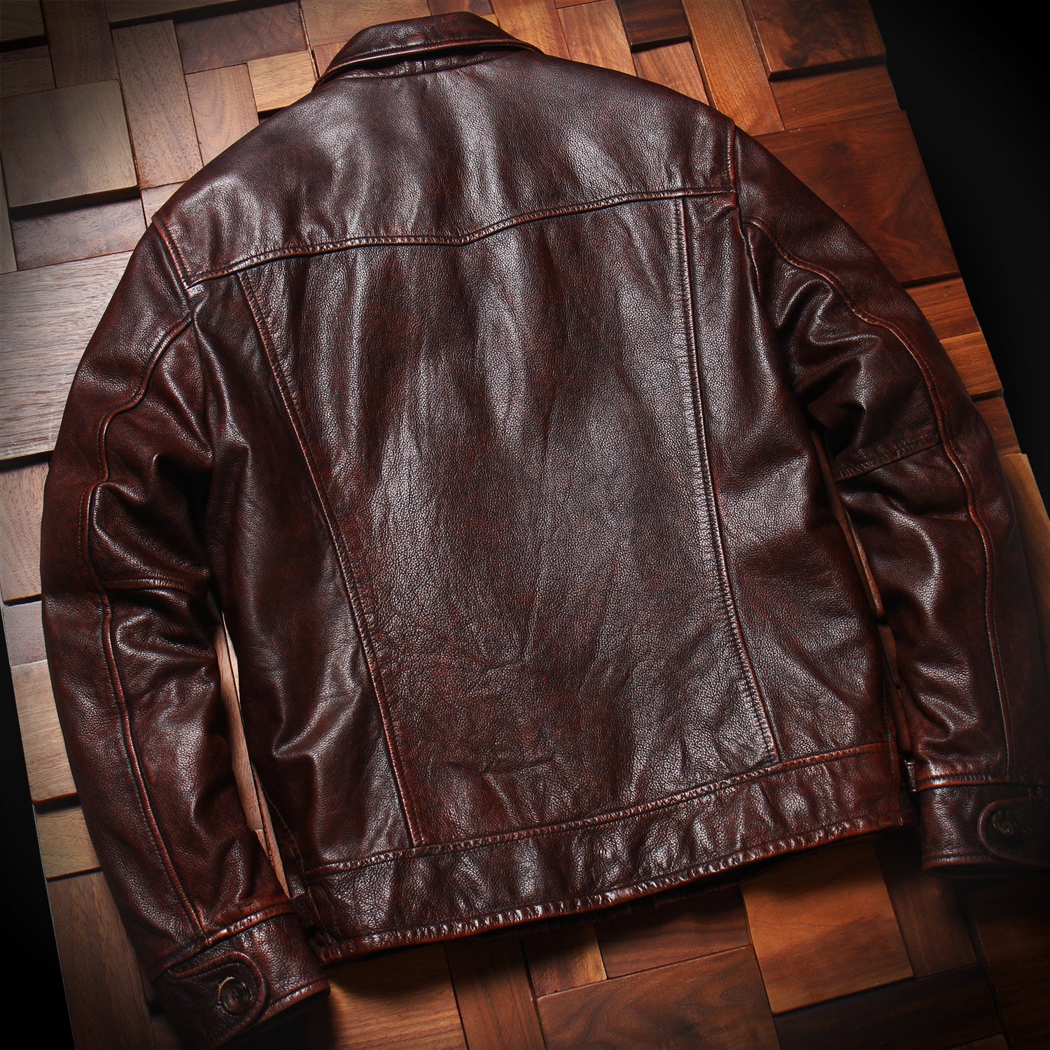 Washed stone mill vintage distressed top layer cowhide men's lapel leather jacket spring and autumn jacket genuine leather jacket
