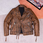 Classic Harley motorcycle suit top layer cowhide leather leather jacket men's nostalgic retro old leather jacket motorcycle jacket