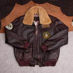 G1 flight suit top layer cowhide leather leather jacket men's motorcycle jacket made of old stone mill plus cotton plus size fur collar jacket
