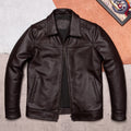 Genuine leather jacket men's casual leather jacket simple classic business jacket short versatile spring and autumn dark brown top