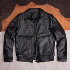 Top layer cowhide leather jacket men's autumn and winter new Korean version slim black jacket cropped top men's casual