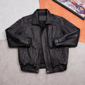 Retro Hong Kong-style men's leather jacket wide leather jacket unpainted water-dyed goatskin Daddy men's lapel leather jacket