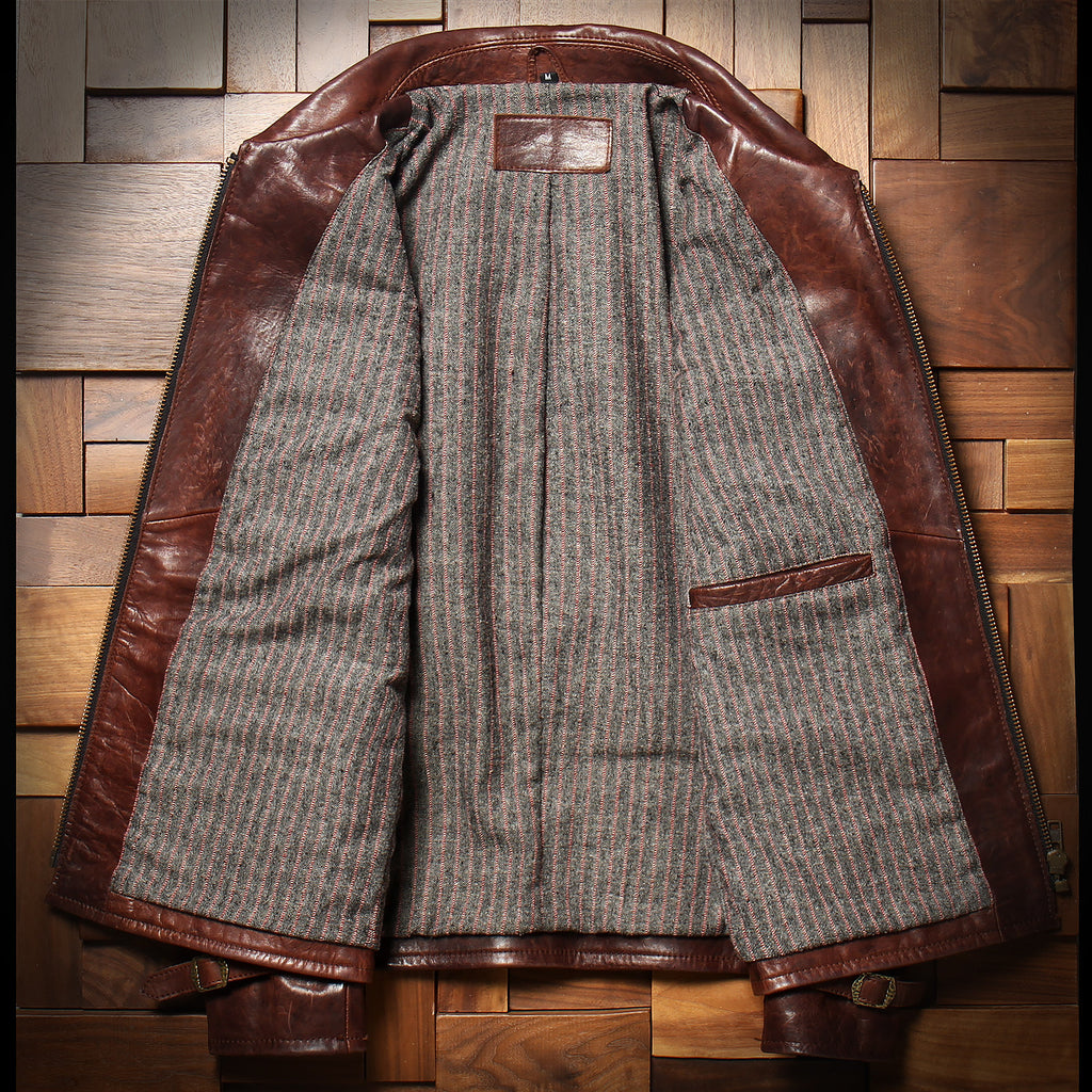 Tough guy Jason's top layer horseskin leather leather jacket men's retro old handsome short slim leather jacket spring and autumn jacket