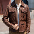 Genuine leather jacket for men, Jason Statham style biker jacket, heavy-duty tough first layer horsehide
