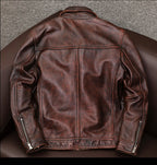 Ami clicks on the top layer of cowhide leather leather jacket men's motorcycle vintage old leather jacket