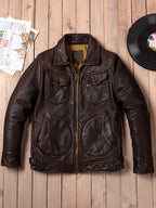 アメリカンヴィンテージ メンドーサ ウォッシュド ファーマー ストーンウォッシュ加工 ディストレスド ファーストレイヤー カウハイド モーターサイクル レザージャケット