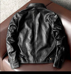 Handsome casual leather jacket pure top layer delicate calf leather leather jacket men's lapel short new coat