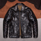 Mendoza classic leather jacket hand-polished top layer cowhide American vintage casual leather jacket farmer men's style
