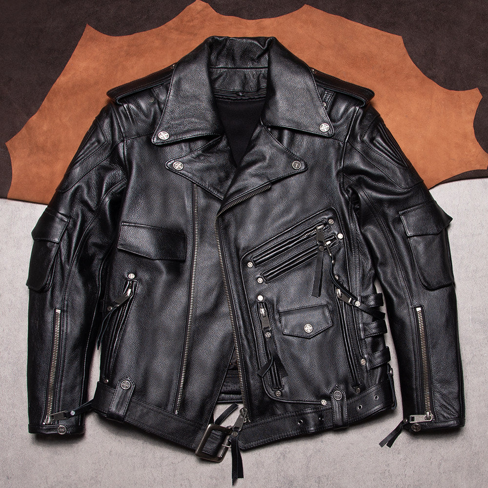 Harley motorcycle uniform pure top layer cowhide leather jacket for men can remove the liner and add protective gear Motorcycle leather jacket
