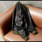 American casual flight suit, top layer cowhide leather jacket, men's leather jacket, cropped slim autumn and winter jacket