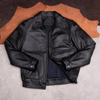 Top layer cowhide leather jacket men's autumn and winter new Korean version slim black jacket cropped top men's casual
