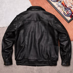 Thunder 02 pilot suit top layer cowhide leather jacket men's lapel short casual fashion spring and autumn jacket