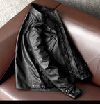Handsome casual leather jacket pure top layer delicate calf leather leather jacket men's lapel short new coat