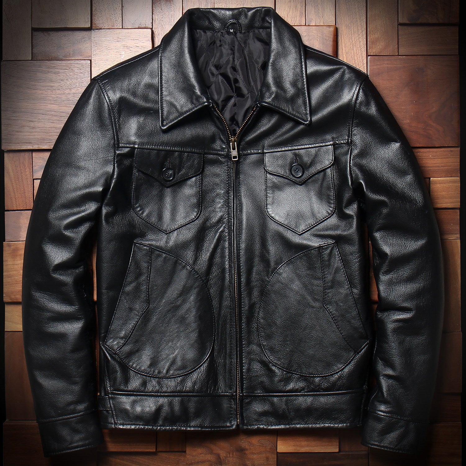 Washed stone mill vintage distressed top layer cowhide men's lapel leather jacket spring and autumn jacket genuine leather jacket
