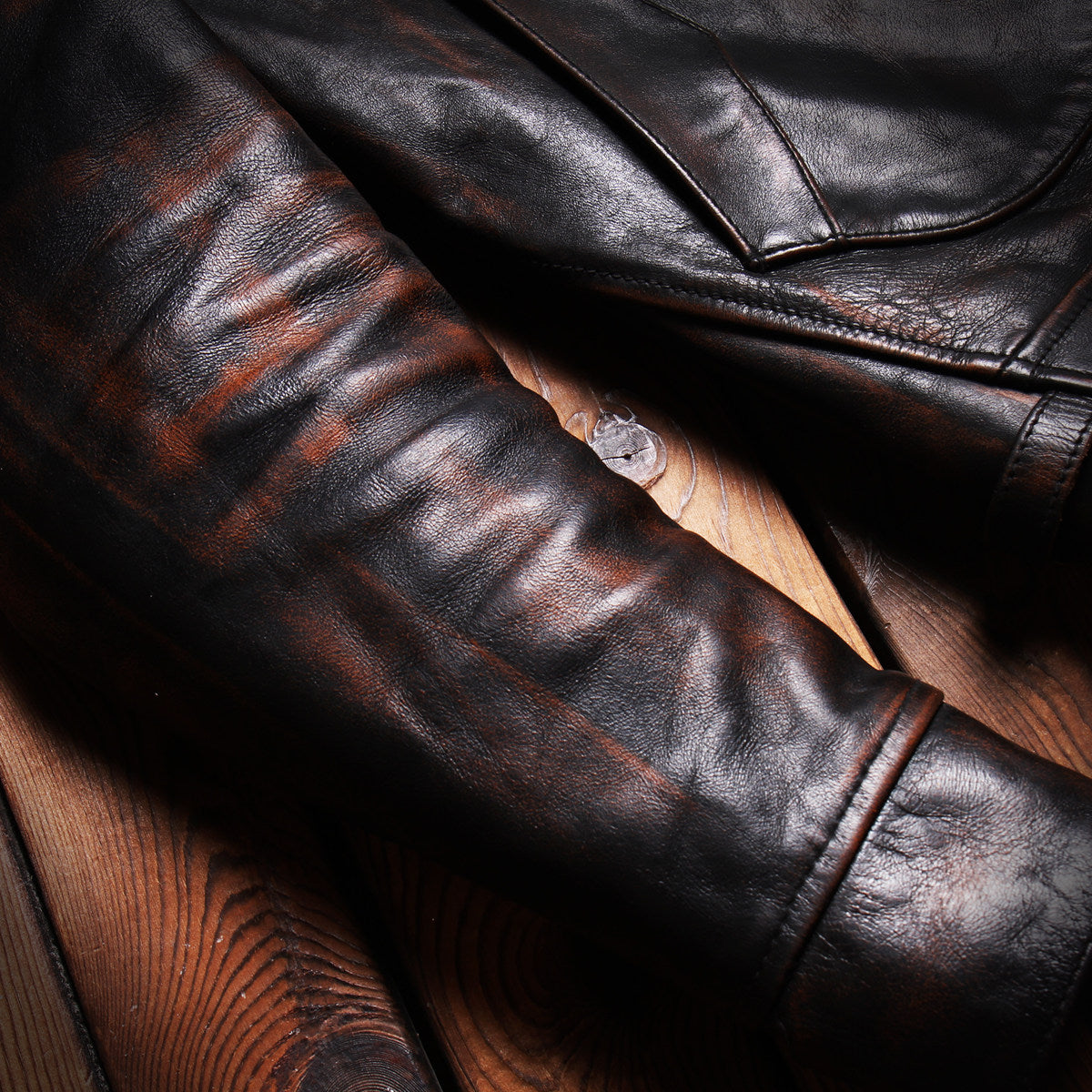 Mendoza top layer tea core horse skin Amy click vintage old leather jacket men's slim motorcycle leather jacket
