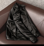 New handsome simple leather jacket pure top sheepskin leather leather jacket men's casual short stand-up collar jacket