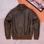 New A2 leather flight suit jacket men's retro distressed washed pure top layer cowhide leather plus size jacket autumn and winter