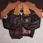 G1 flight suit top layer cowhide leather leather jacket men's motorcycle jacket made of old stone mill plus cotton plus size fur collar jacket