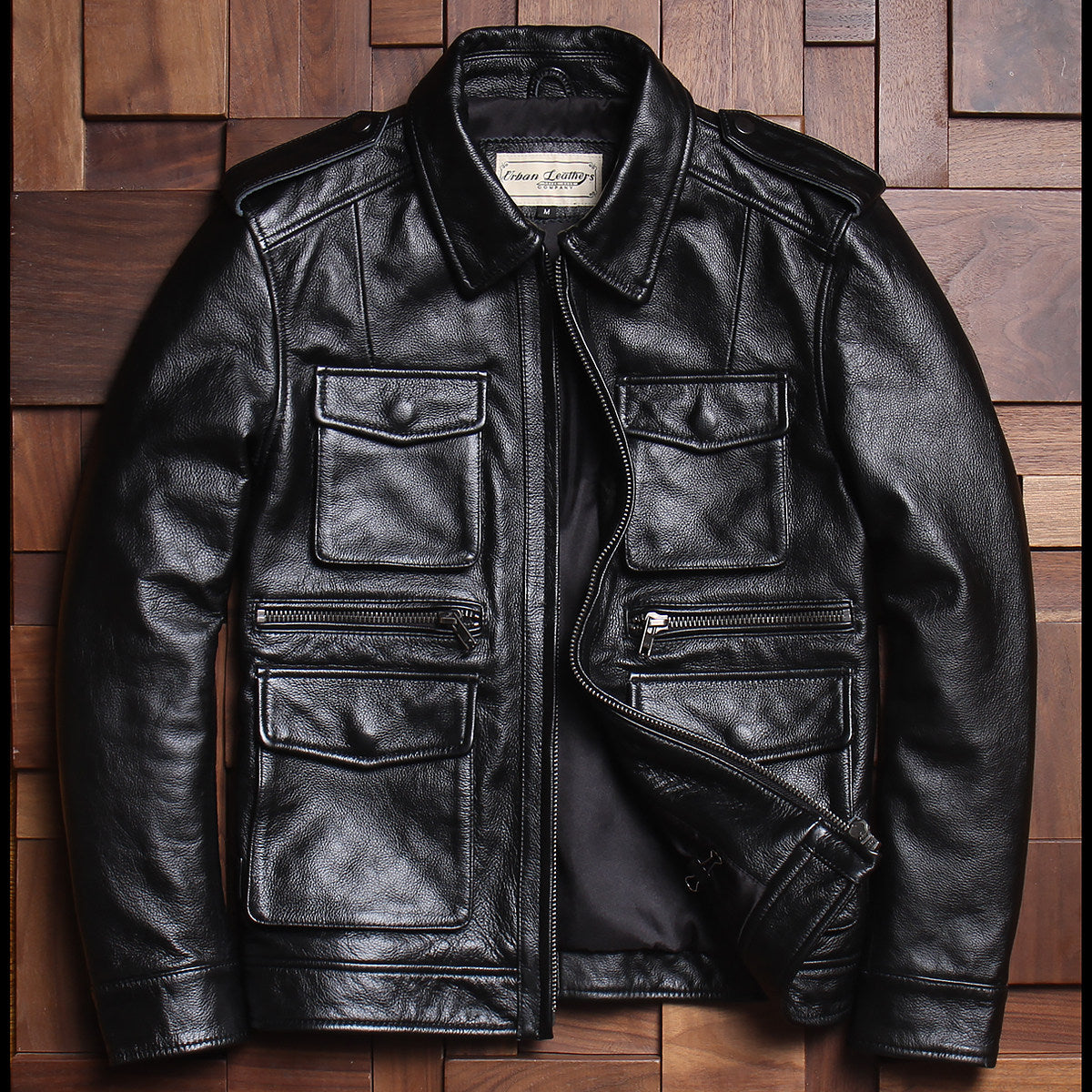 New high-quality M65 hunting outfit top layer cowhide leather leather jacket men's lapel motorcycle jacket vintage distressed leather jacket