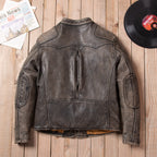 American vintage venom locomotive leather jacket heavy industry washed stone mill worn men's cowhide leather jacket jacket