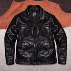 Mendoza II black leather jacket top layer cowhide moonless helmet American retro casual men's leather jacket