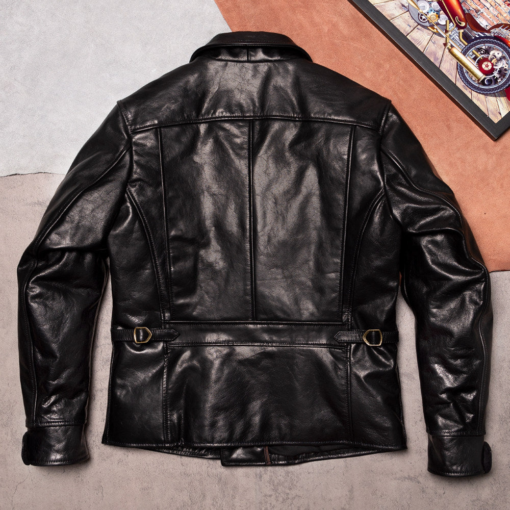 California Bear vegetable tanned cowhide motorcycle leather jacket American vintage leather leather jacket men's casual