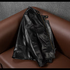 Top layer tea core horseskin leather jacket men's J100 motorcycle suit short slim stand-up collar autumn leather jacket jacket